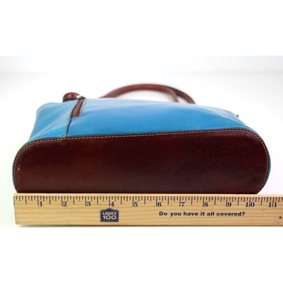 Florence BLUE GENUINE LEATHER BROWN TRIM SHOULDER BAG CONVERTIBLE BACKPACK PURSE main image 4